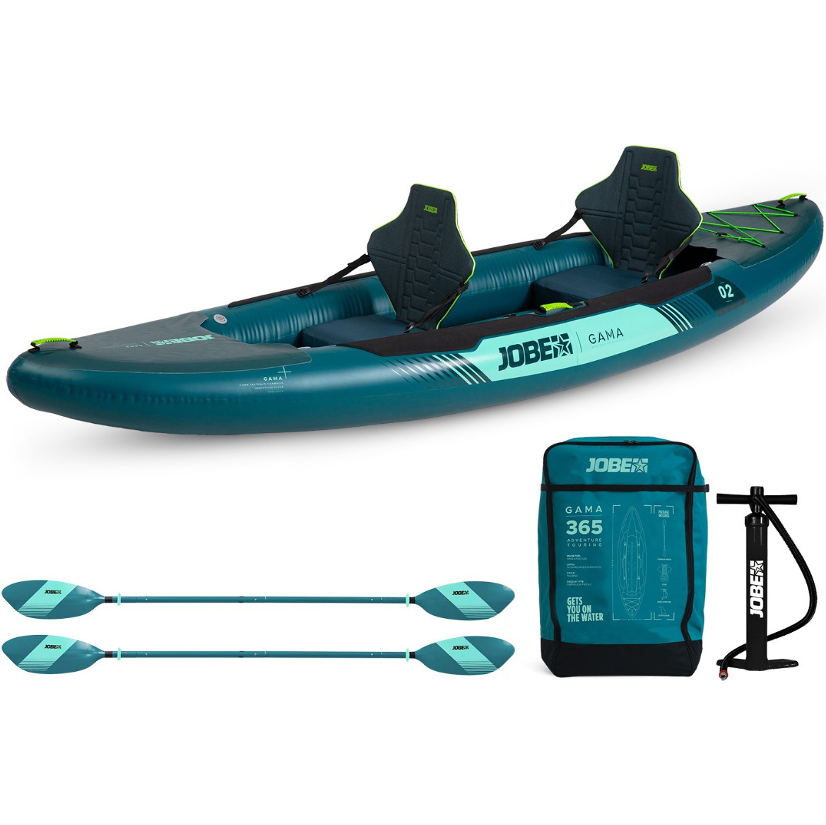 2026 Jobe Gama Inflatable Kayak Package 600025002 - Atlantic Green